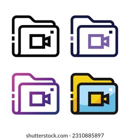 Ordner-Videosymboldesign in vier Variationsfarben