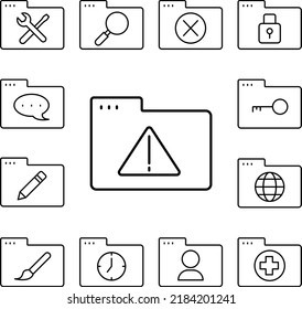 Folder warning icon in a collection with other items