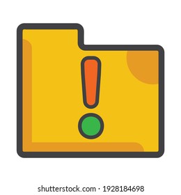 folder with warning mark icon. folder illustration. Flat vector icon. can use for, icon design element,ui, web, app.