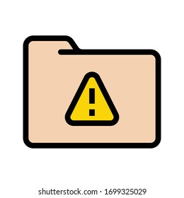 folder warning vector flat color icon 