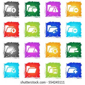 folder web icons in grunge style for user interface design