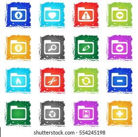 folder web icons in grunge style for user interface design
