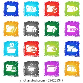 folder web icons in grunge style for user interface design
