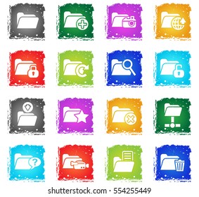 folder web icons in grunge style for user interface design
