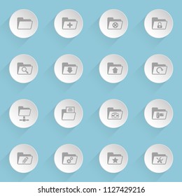folder web icons on light paper circles