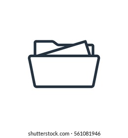folder web thin line icon on white background;  minimalistic office