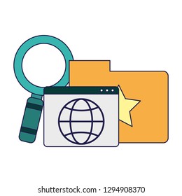 Folder with website and magnifying glass