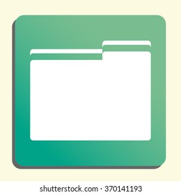 Folder white icon on green button style background with white color