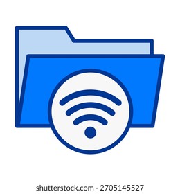 Folder WiFi icon for wireless storage, online file access, and connected digital directories.