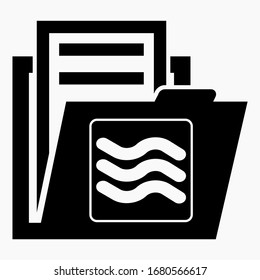 Icono de carpeta y viento. Datos de estaciones meteorológicas. Instrucciones de ventilación. Notas sobre el acondicionador de aire. Icono del vector.