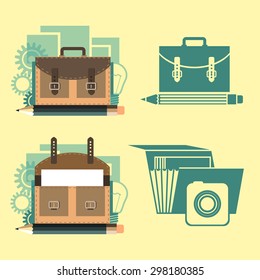 folder works, Flat design portfolio icon for web and mobile application design. Vector illustration, photo portfolio, folder with photos, portfolio