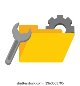 Folder with wrench and gear symbol