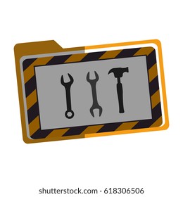 folder with wrench and hammer key tool icon