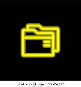 Folder yellow glowing neon ui ux icon. Glowing sign logo vector