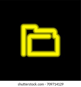 Folder yellow glowing neon ui ux icon. Glowing sign logo vector