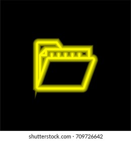 Folder yellow glowing neon ui ux icon. Glowing sign logo vector