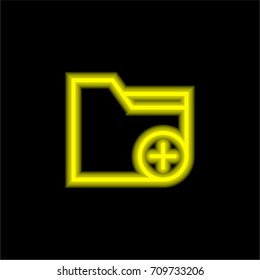 Folder yellow glowing neon ui ux icon. Glowing sign logo vector