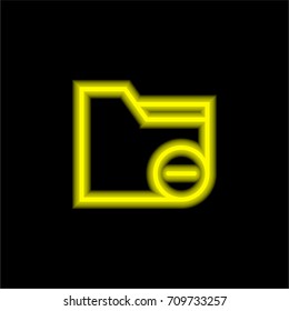 Folder yellow glowing neon ui ux icon. Glowing sign logo vector