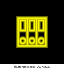 Folder yellow glowing neon ui ux icon. Glowing sign logo vector