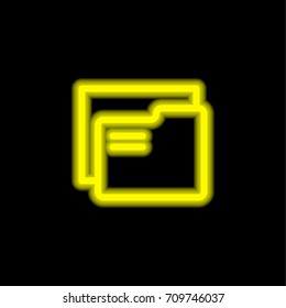 Folder yellow glowing neon ui ux icon. Glowing sign logo vector