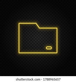folder yellow neon icon .Transparent background. Yellow neon vector icon