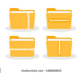 Folder With Zipper. Zip Folder Icon.