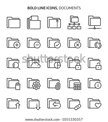 Folders, bold line icons. The illustrations are a vector, editable stroke, 48x48 pixel perfect files. Crafted with precision and eye for quality.