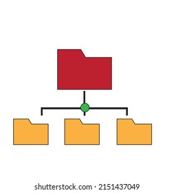 Folders with child hierarchy  - Networking illustration - icon , vector 