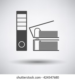 Folders with clip icon on gray background, shadow. Vector illustration. 