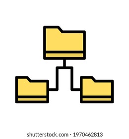 Folders, data, sharing, transfer icon vector image. Can also be used for network and data sharing. Suitable for use on web apps, mobile apps and print media.