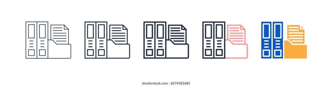 Carpetas diferentes iconos de estilo establecen la Ilustración vectorial.