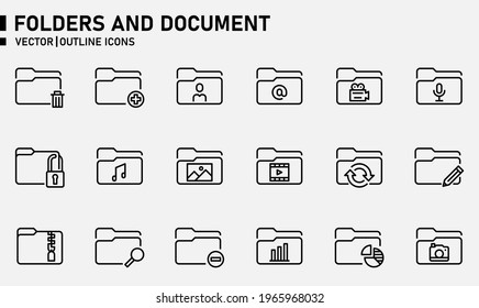 Folders and document icons for website, application, printing, document, poster design, etc.