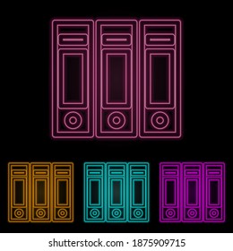 folders for documents color neon set. Simple thin line, outline vector of web icons for ui and ux, website or mobile application