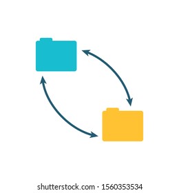 folders documents files with arrows vector illustration design