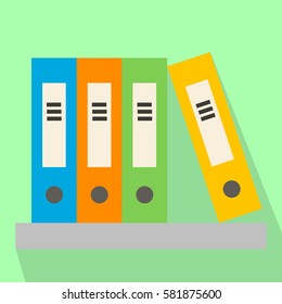 folders with documents on a shelf