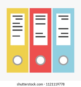 Folders, documents. Vector illustration. EPS 10. yellow, red and blue collor.