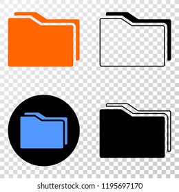 Folders EPS vector pictogram with contour, black and colored versions. Illustration style is flat iconic symbol on chess transparent background.