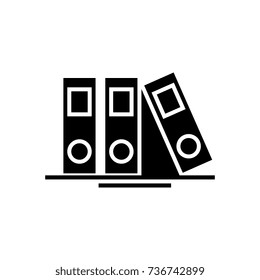 folders and files icon, vector illustration, black sign on isolated background