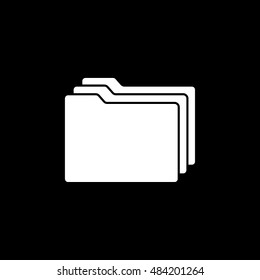 Folders Flat Icon On Black Background