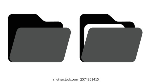 Folders flat line icons set. File catalog, document search, folder synchronization. set of icon folder computer file colorful document binder data archive.  Data storage. Design eps 10