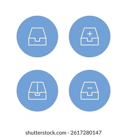 Folders flat line icons set. File, document, folder. Editable Strokes.
