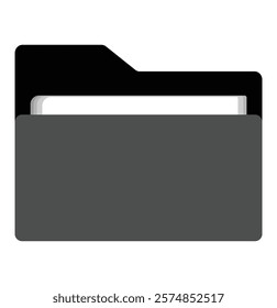 Folders. Folder, isolated in flat design. Document in folder, data folder. Opened folder symbol, file document archive icon. Vector. operating system, computer, access, remotely, storage. Design eps10