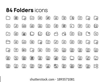 Folders. High quality concepts of linear minimalistic flat vector icons set for web sites, interface of mobile applications and design of printed products.
