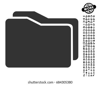 Folders icon with black bonus work images. Folders vector illustration style is a flat gray iconic element for web design, app user interfaces.