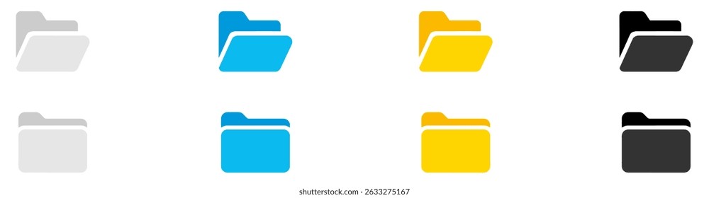 Folders icon collection. Documents in folders. File folder vector icon set. Vector Illustration.