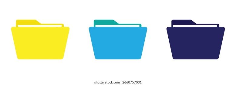 
Folders icon. Folders with documents. Open folder and close folder. Document directory sign. Data office folder file. Set of flat icons folder for your web site design, app, UI. Vector illustration.
