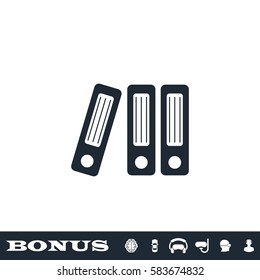 Folders icon flat. Black pictogram on white background. Vector illustration symbol and bonus button