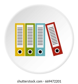 Folders icon in flat circle isolated on white background vector illustration for web