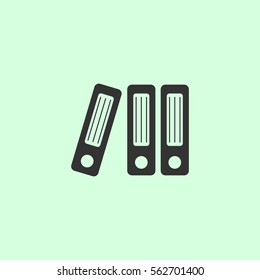 Folders icon flat. Grey vector symbol on green background