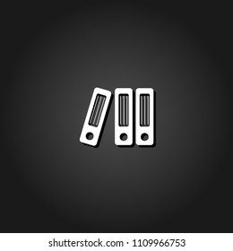 Folders icon flat. Simple White pictogram on black background with shadow. Vector illustration symbol